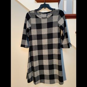 Sweet Claire Black & Gray Checked knit Dress